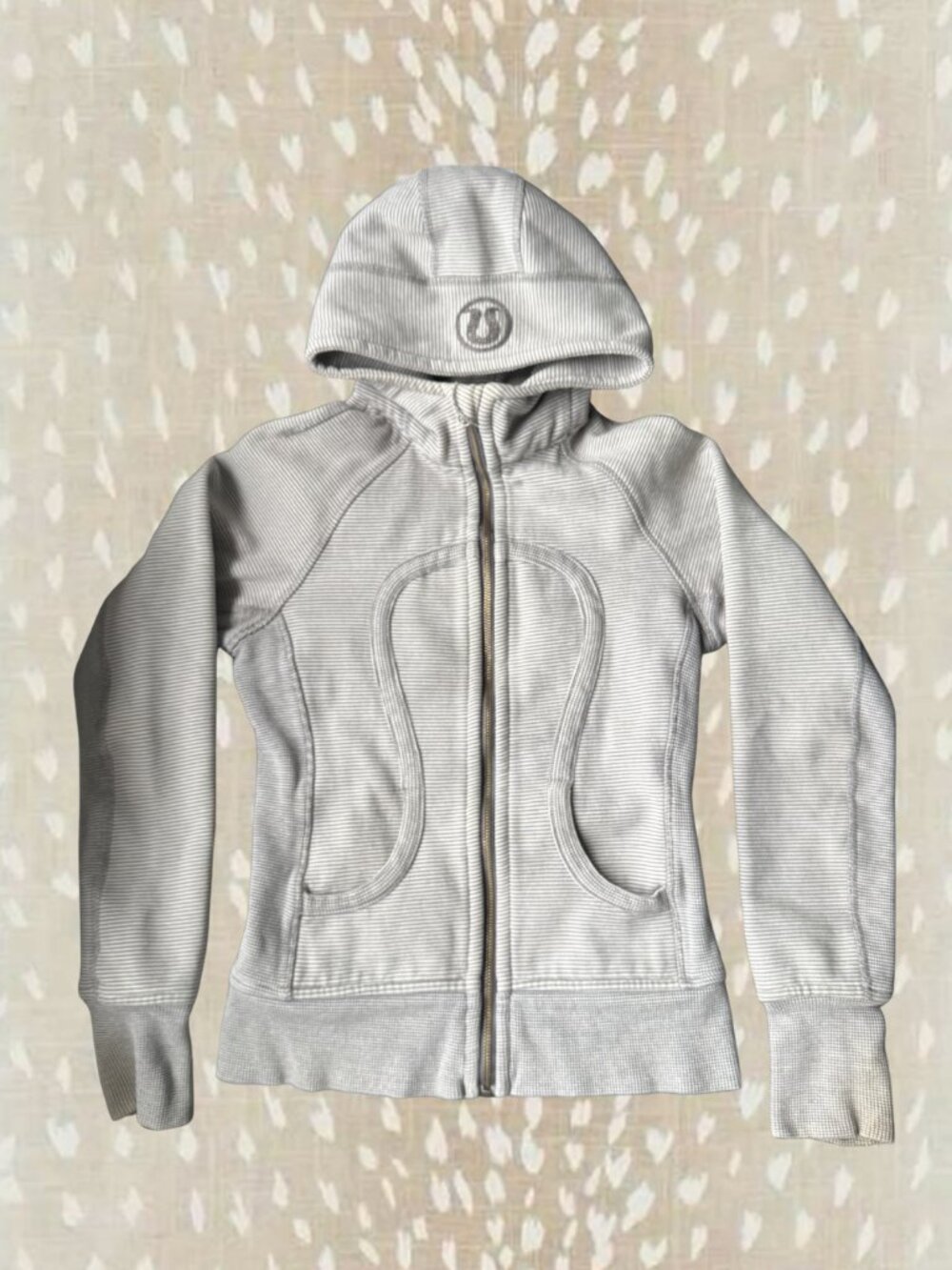 Lululemon Scuba Hoodie Grey Stripe Zip Up | Thumb Holes | Read Description
